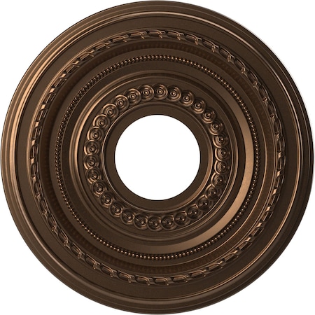 Ekena Millwork Cole PVC Ceiling Medallion (Canopies up to 4 1/4"), 13"OD x 3 1/2"ID x 3/4"P, Metallic Antique Brass CMP13COCAB